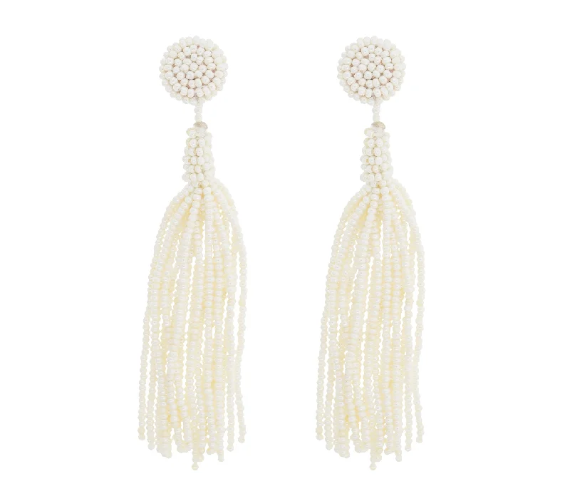 Ladies pearl earrings-<br>The Finley Earring <br> Cream