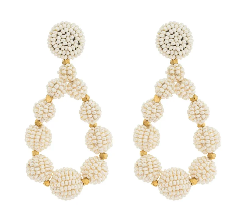 Ladies tassel earrings-<br>The Chelsea Teardrop <br> Cream