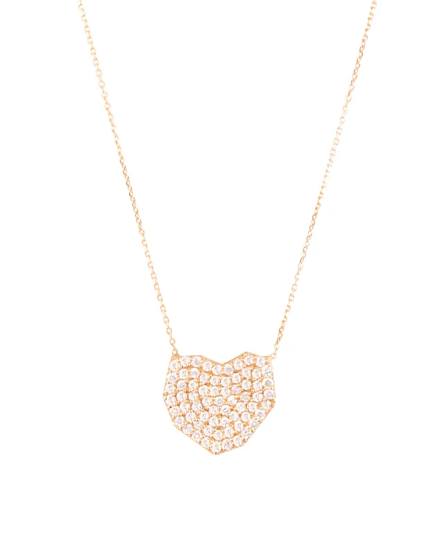 Ladies vintage-style gold necklace-Heart 18K Gold, Whitegold or Rosegold Necklace w. Diamonds