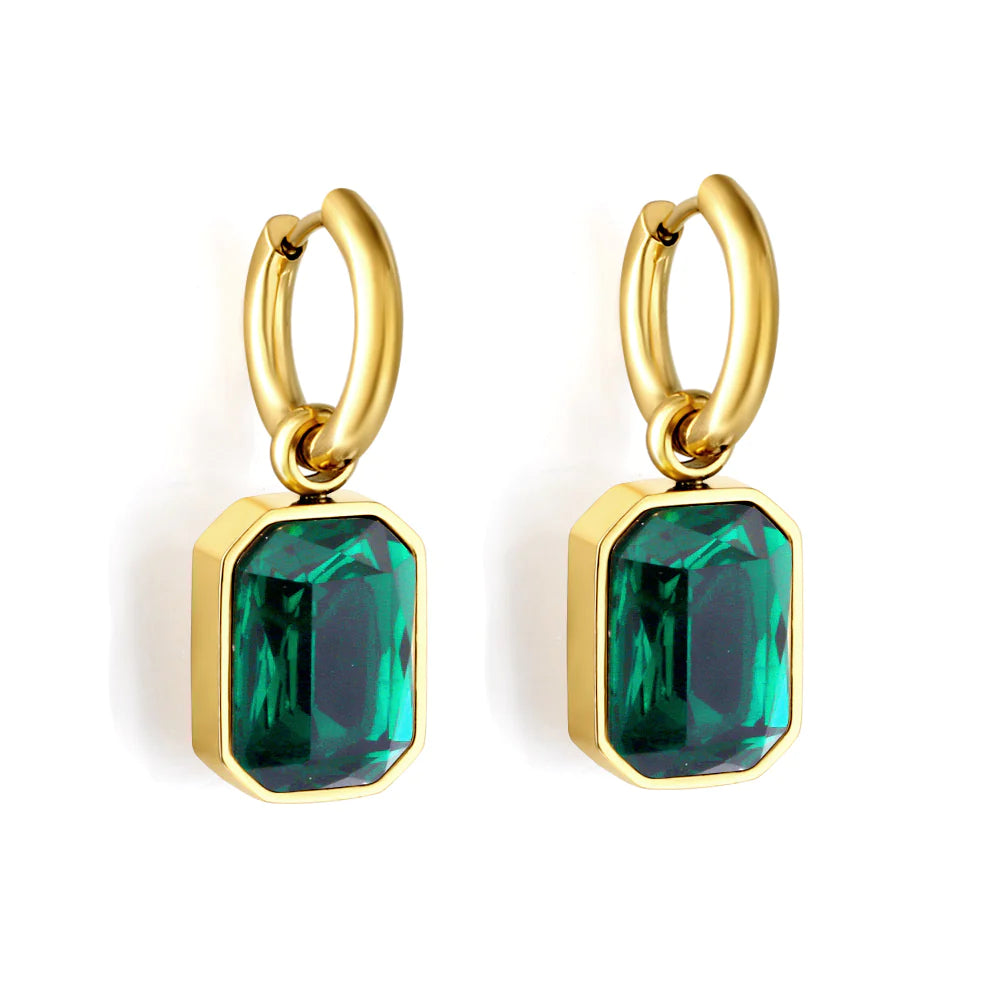 Ladies stud earrings-Emerald Jewel Earrings