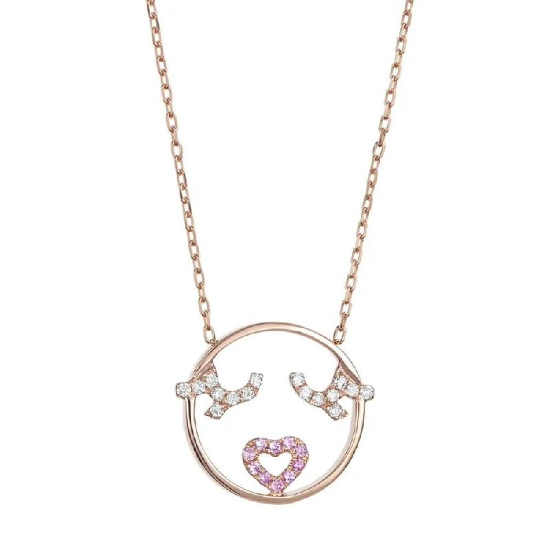 Ladies collar necklace-MOYEN Flutter Eyes 18K Rosegold Necklace w. Sapphire & Diamond