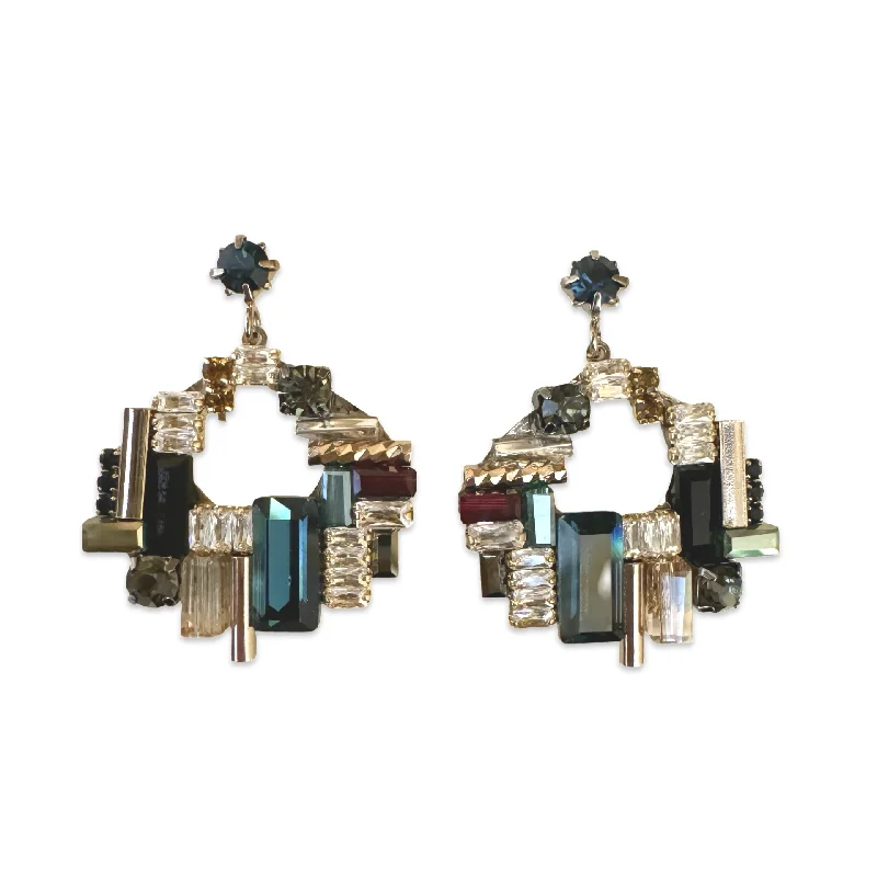 Ladies platinum earrings-Allison Deco Statement Earrings