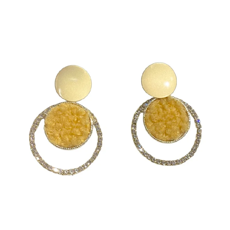 Ladies luxury diamond earrings-Kory Fuzzy Round Earring