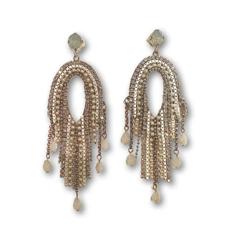 Ladies oversized earrings-Paige Tassel Chandelier Statement Earrings