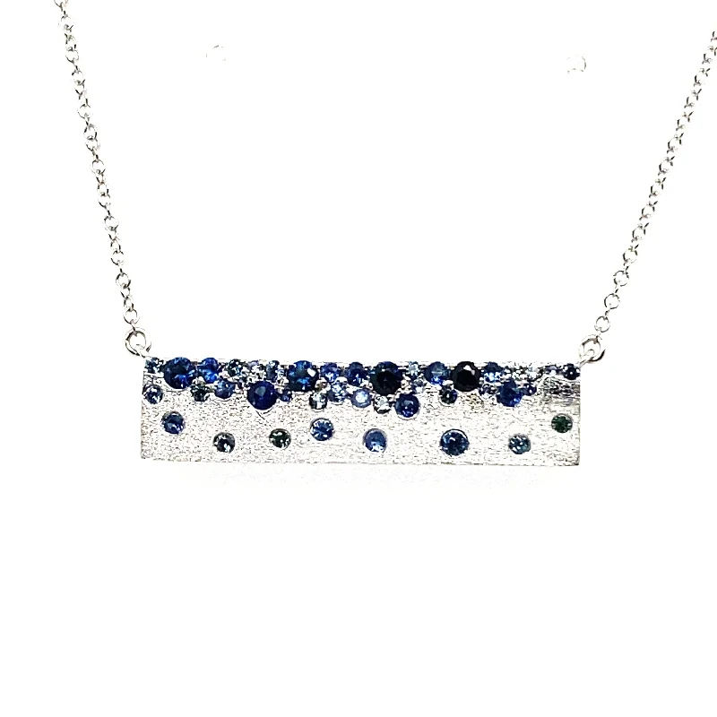 Ladies infinity necklace-Sapphire Confetti Bar Necklace