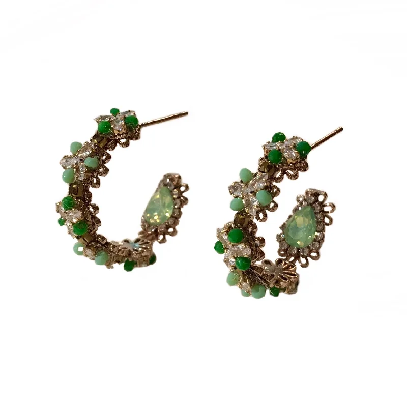 Ladies pearl earrings-Kerry Flowers Antique Hoops