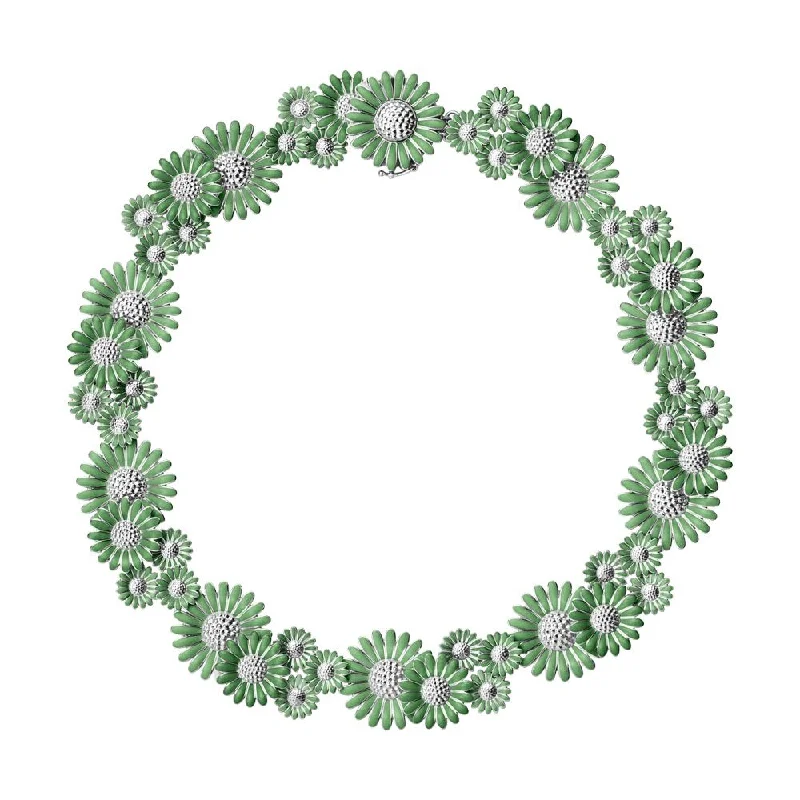 Ladies dainty gold necklace-Daisy x Stine Goya Big Green Silver Necklace