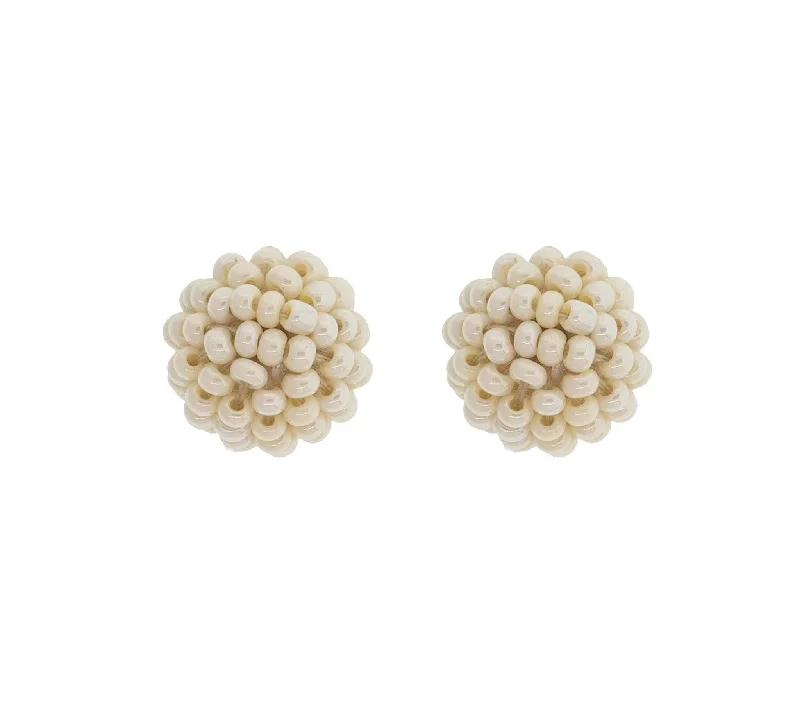 Ladies pearl drop earrings-<br>Globe Posts<br> Cream