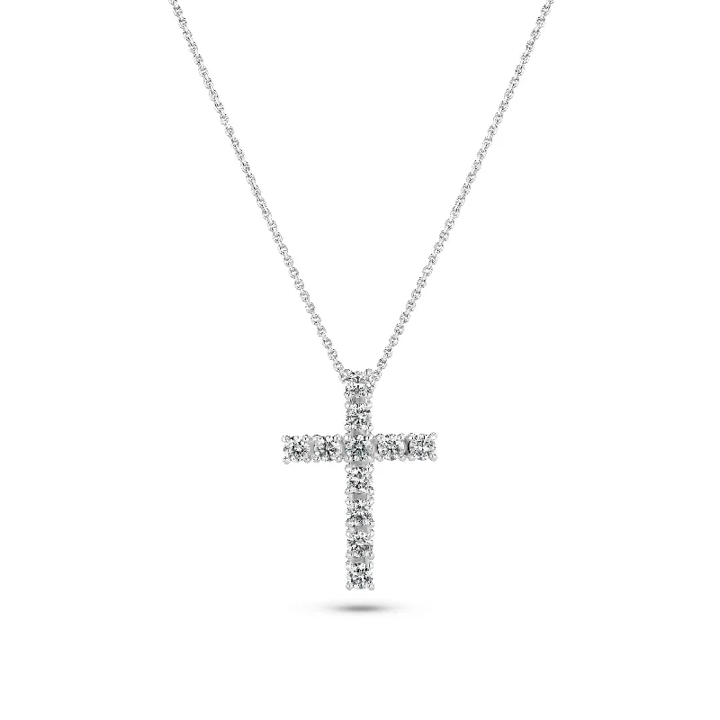 Ladies gemstone chain necklace-Alba Croce 14K Whitegold Necklace w. Lab-Grown Diamonds