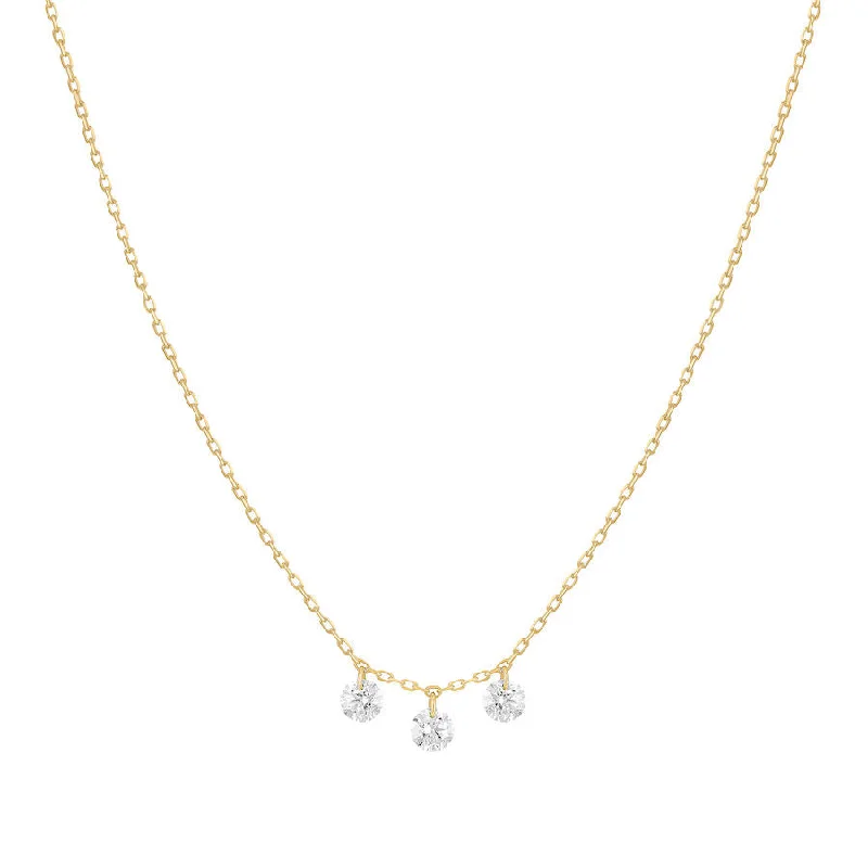 Ladies monogram necklace-Danaé hanging 18K Gold Necklace w. Diamonds