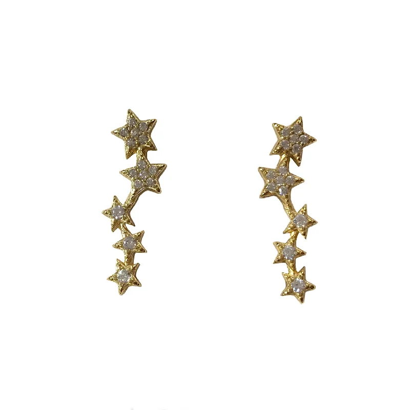 Ladies stud earrings-Clara Star Crawler