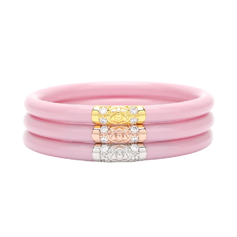 Ladies designer bracelet-BuDhaGirl | Set of Three | Three Kings All Weather Bangles in Pink