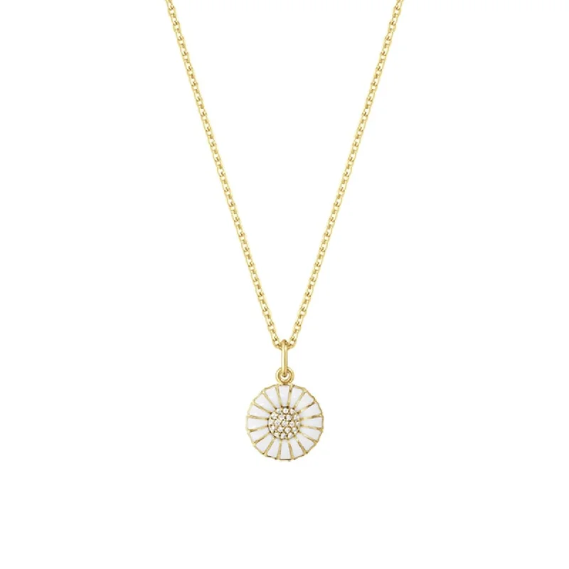 Ladies classic diamond necklace-Daisy 11 mm Gold Plated Necklace w. Diamonds, 0.05ct