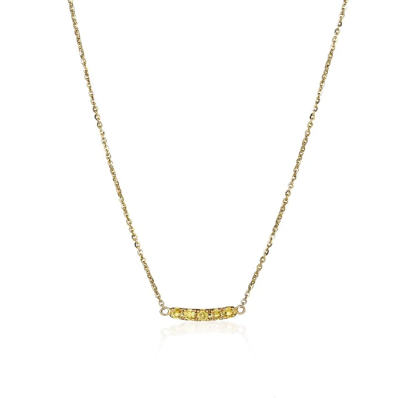 Ladies gold necklace-Lene Yellow 18K Gold Necklace w. Sapphires