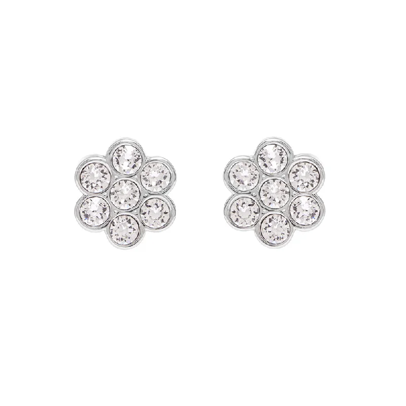 Ladies flower earrings-Libby Studs in Rhodium