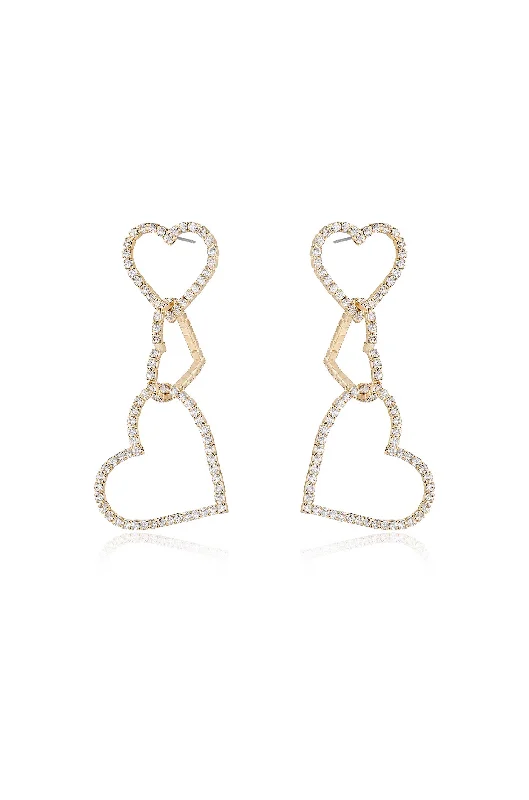 Ladies pearl earrings-Heart On Sleeve Crystal Earrings