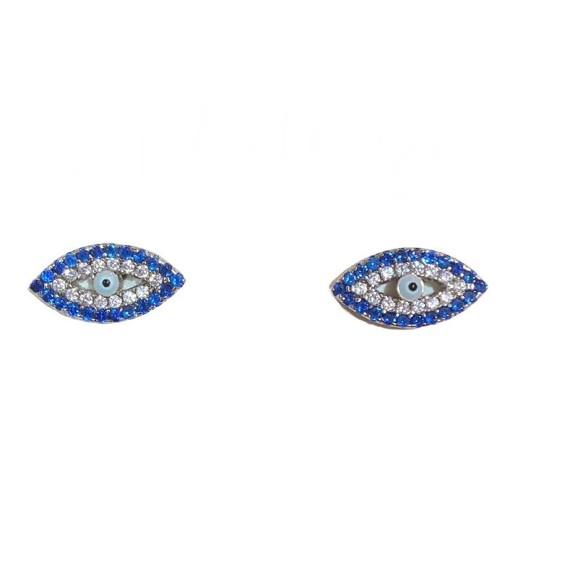 Ladies chandelier earrings-Evil Eye Sapphire Studs