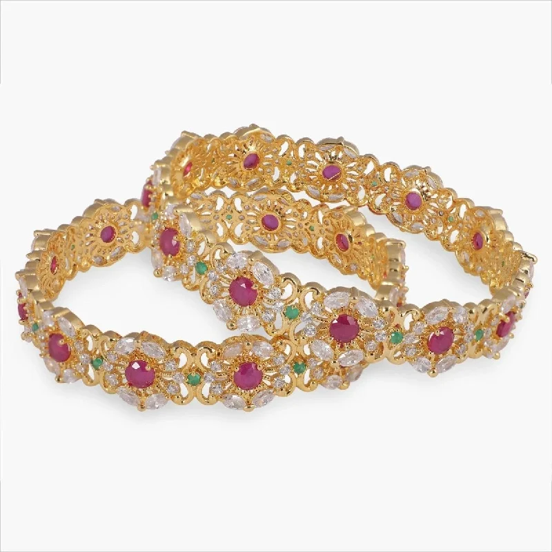 Ladies simple gold bracelet-Devya Nakshatra CZ Bangles