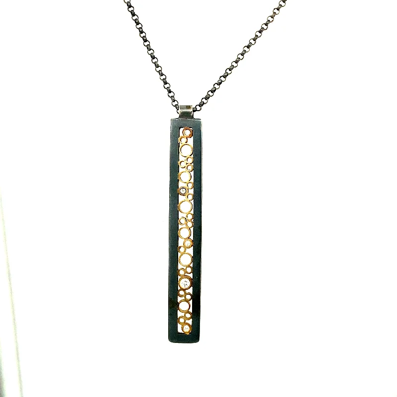 Ladies simple gold pendant necklace-Belle Brooke Cielo Extra Long Rectangle