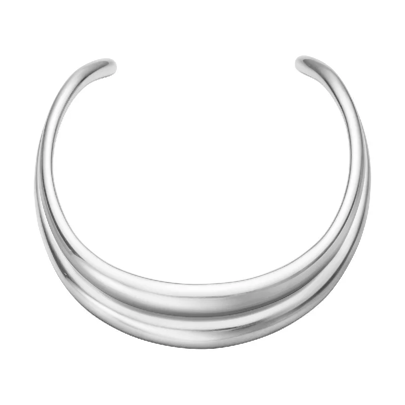 Ladies large pendant necklace-Curve Silver Neckring