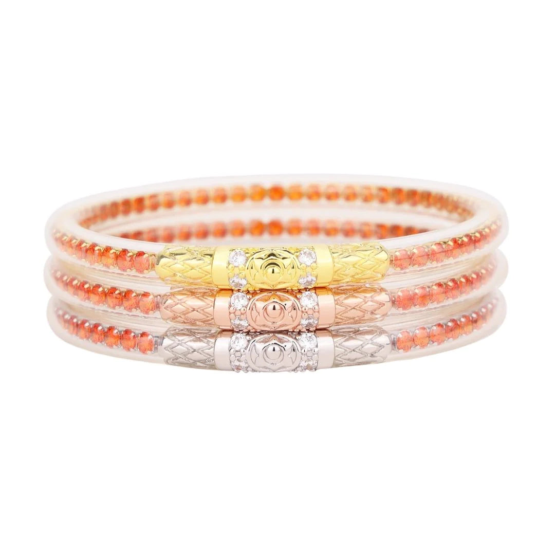 Ladies bohemian bracelet-BuDhaGirl | Set of Three | Three Queens All Weather Bangles in Flame