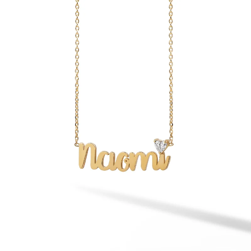 Ladies tennis necklace-Single Name Necklace with Floating Heart