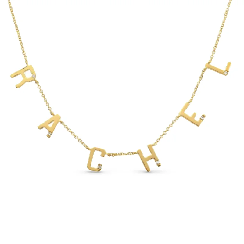 Ladies minimalistic necklace-Custom Elongated Multiple Initials with Tiny Diamond Necklace