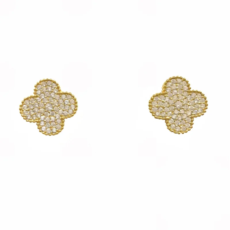 Ladies gold dangle earrings-Flora Large Pave Studs