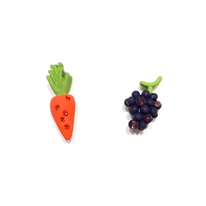 Ladies crystal stud earrings-Fruity Carrot Grapes Earrings