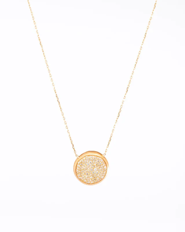 Ladies moonstone necklace-Round 18K Gold, Whitegold or Rosegold Necklace w. Diamonds