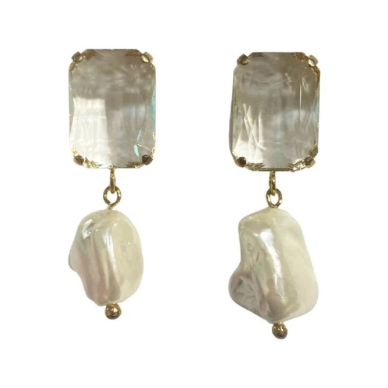 Ladies delicate earrings-Ana Crystal Freshwater Pearl Earring