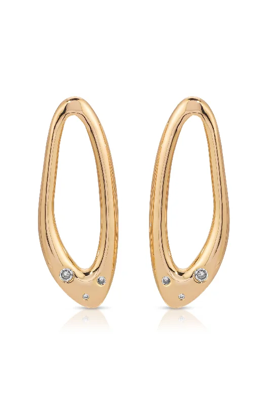 Ladies fashion earrings-Molten Crystal Dotted Oval Earrings