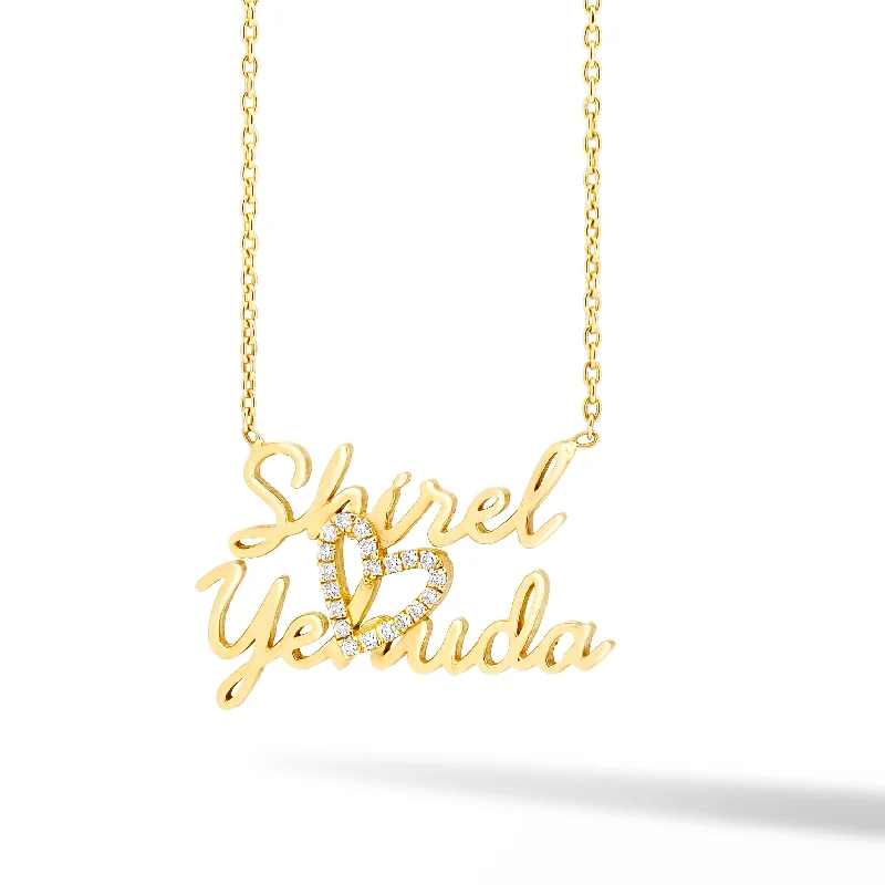 Ladies custom necklace-Multiple Name & Diamond Heart Necklace