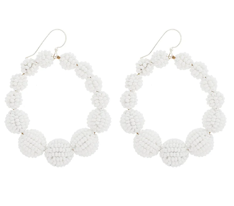 Ladies flower earrings-<br>The Olivia Hoop <br> White