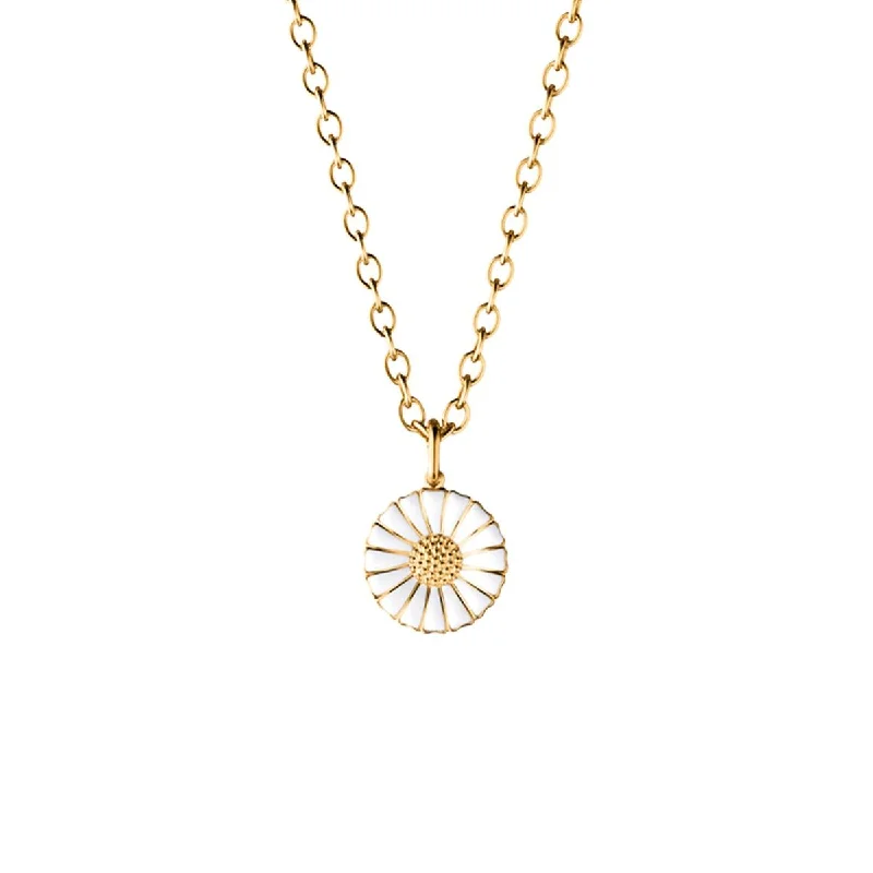 Ladies silver chain necklace-Daisy 18 mm Gold Plated Necklace