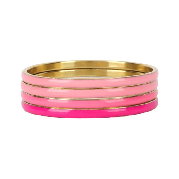 Ladies simple gold bracelet-BuDhaGirl | Set of Four | Krishna Bangles in Pink