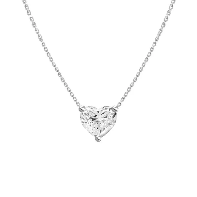 Ladies cubic zirconia necklace-0.30ct Floating Diamond Solitaire Heart Necklace