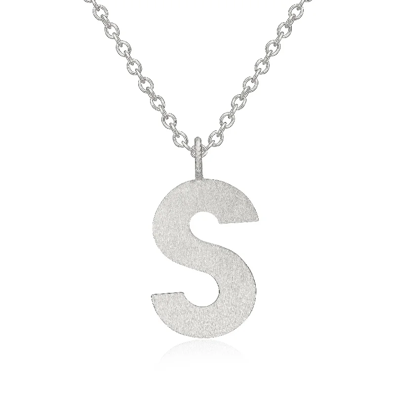 Ladies choker necklace-Letter S Silver Necklace