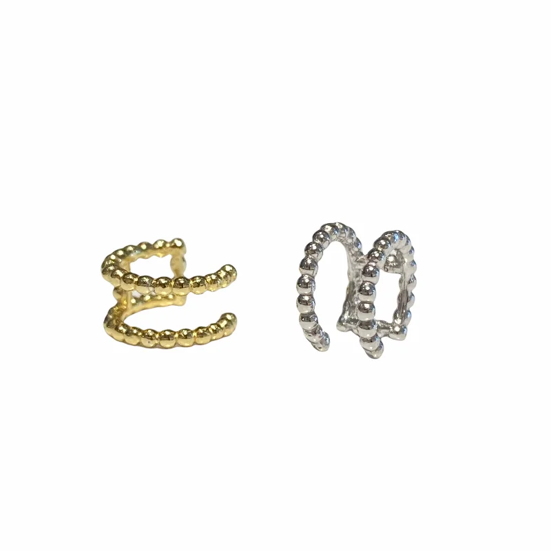 Ladies diamond stud earrings-Kufleen Double Beaded Ear Cuff