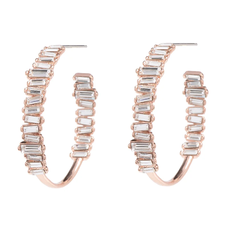 Ladies dangly earrings-Serena Hoops in Rose Gold