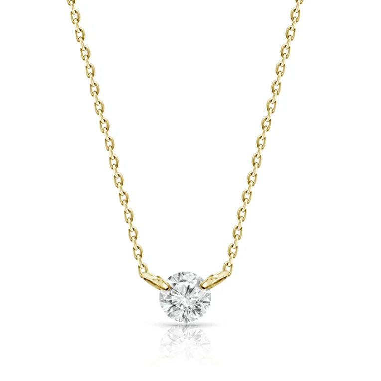 Ladies boho necklace-0.30ct Floating Diamond Solitaire Necklace