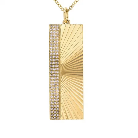 Ladies bar necklace-Fluted Long Bar Shaped Diamond Necklace