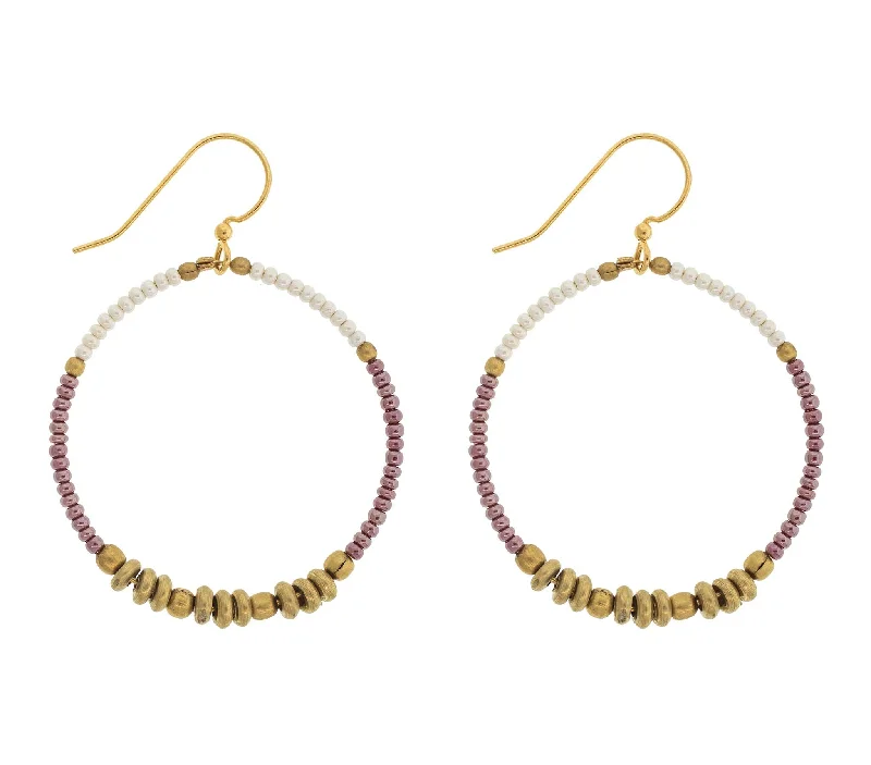 Ladies delicate earrings-***NEW*** <br> Colorblocked Brass Hoops <br> Mulberry