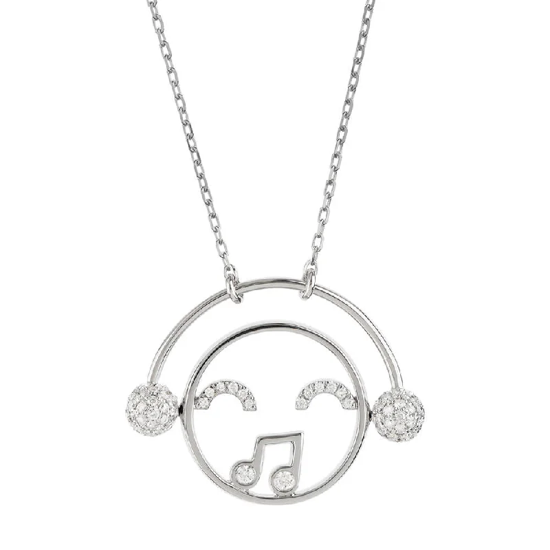 Ladies gold pendant necklace-MOYEN DJ 18K Whitegold Necklace w. Diamond