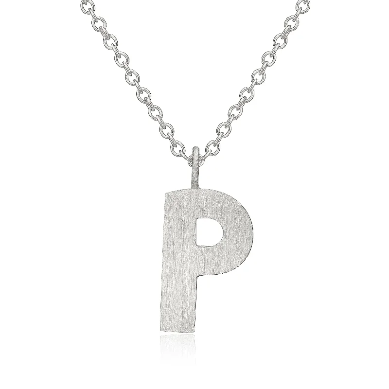 Ladies ruby necklace-Letter P Silver Necklace