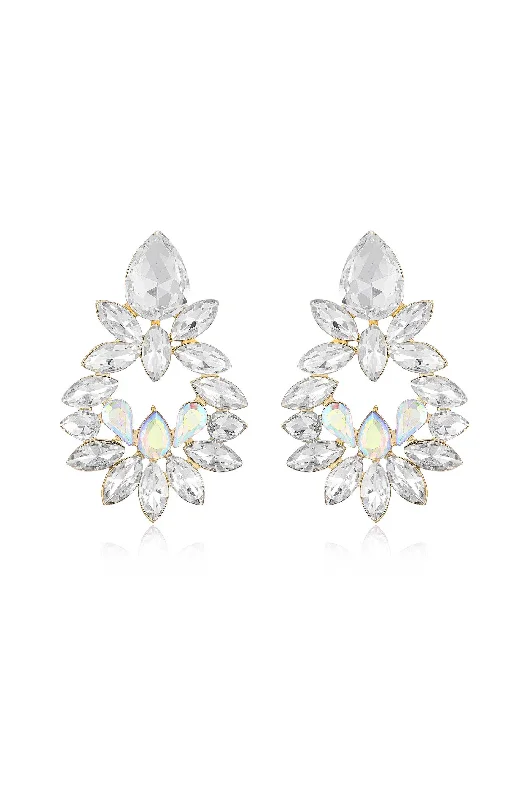 Ladies crystal stud earrings-Floral Crest Earrings