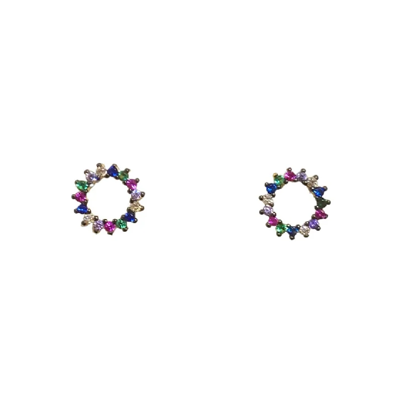 Ladies gemstone stud earrings-Sunny Circle Multi Studs