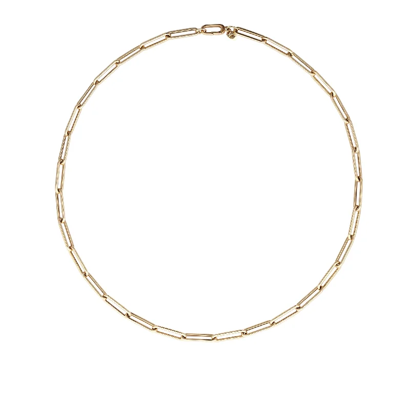 Ladies simple necklace-Charm Link Chain 18K Gold or Whitegold Necklace