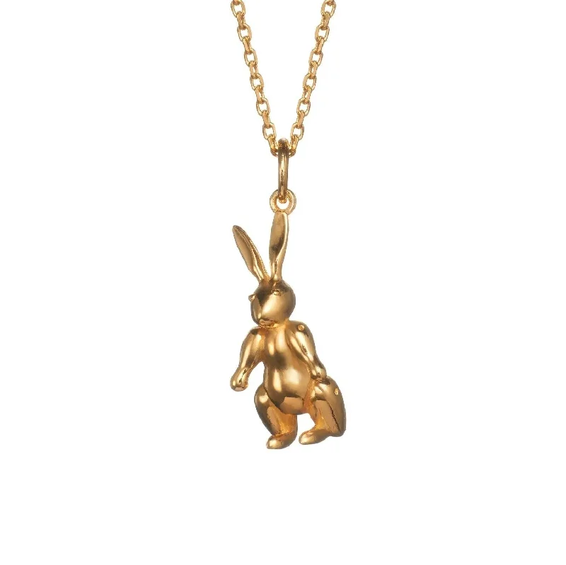 Ladies gold chain necklace-Rabbit Gold Plated Necklace