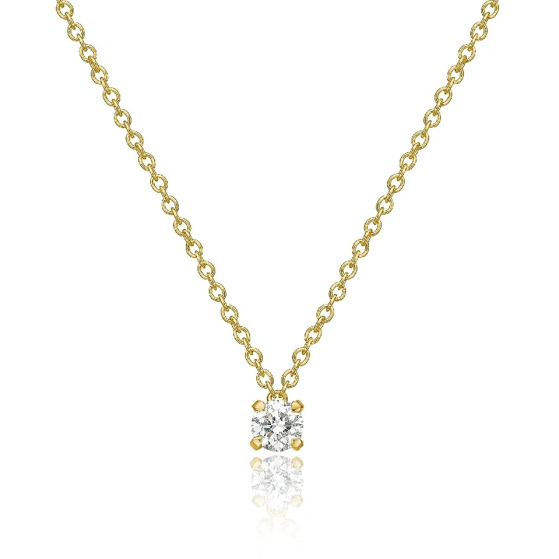 Ladies round pendant necklace-Lumina 18K Gold Necklace w. Diamond 0.23 ct